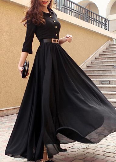 Black Floor Length Dress Outfits