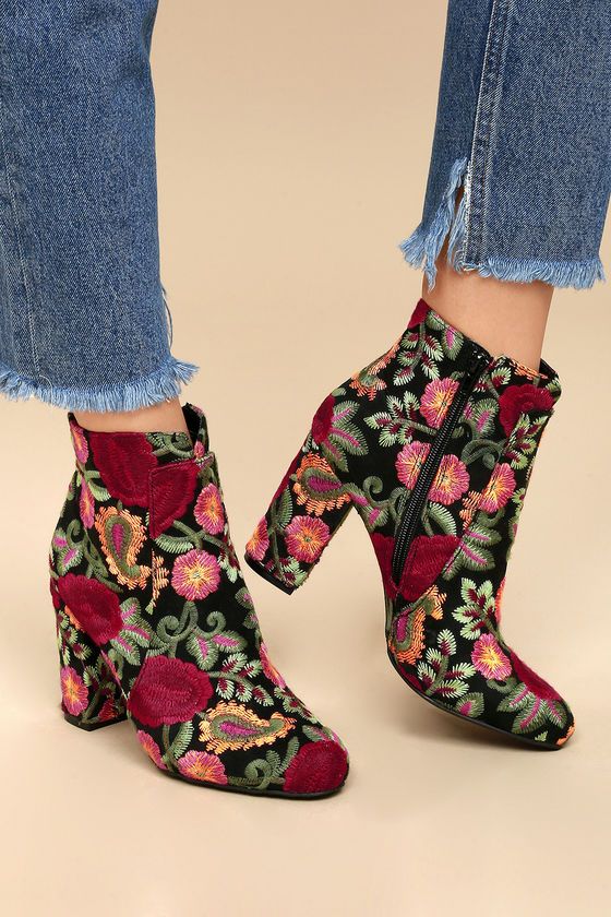 Embroidered Floral Booties