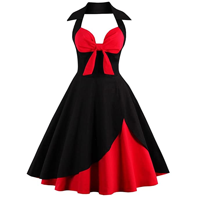 Halter Dress Of Black White Red