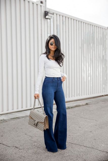 High Waisted Flare Jeans Outfit Ideas