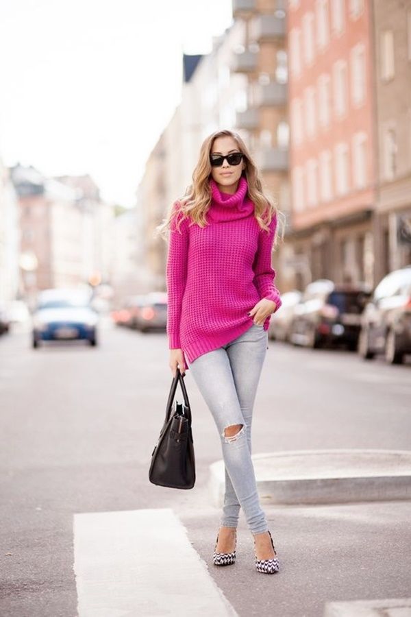 Hot Pink Sweater Outfit Ideas