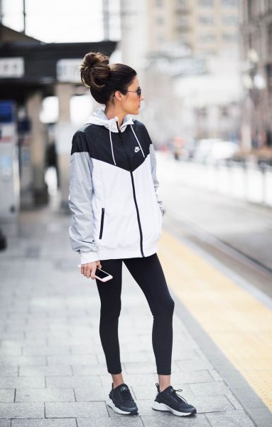 How To Style Black And White Windbreaker