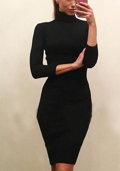 How To Style Black Long Sleeve Midi Dress