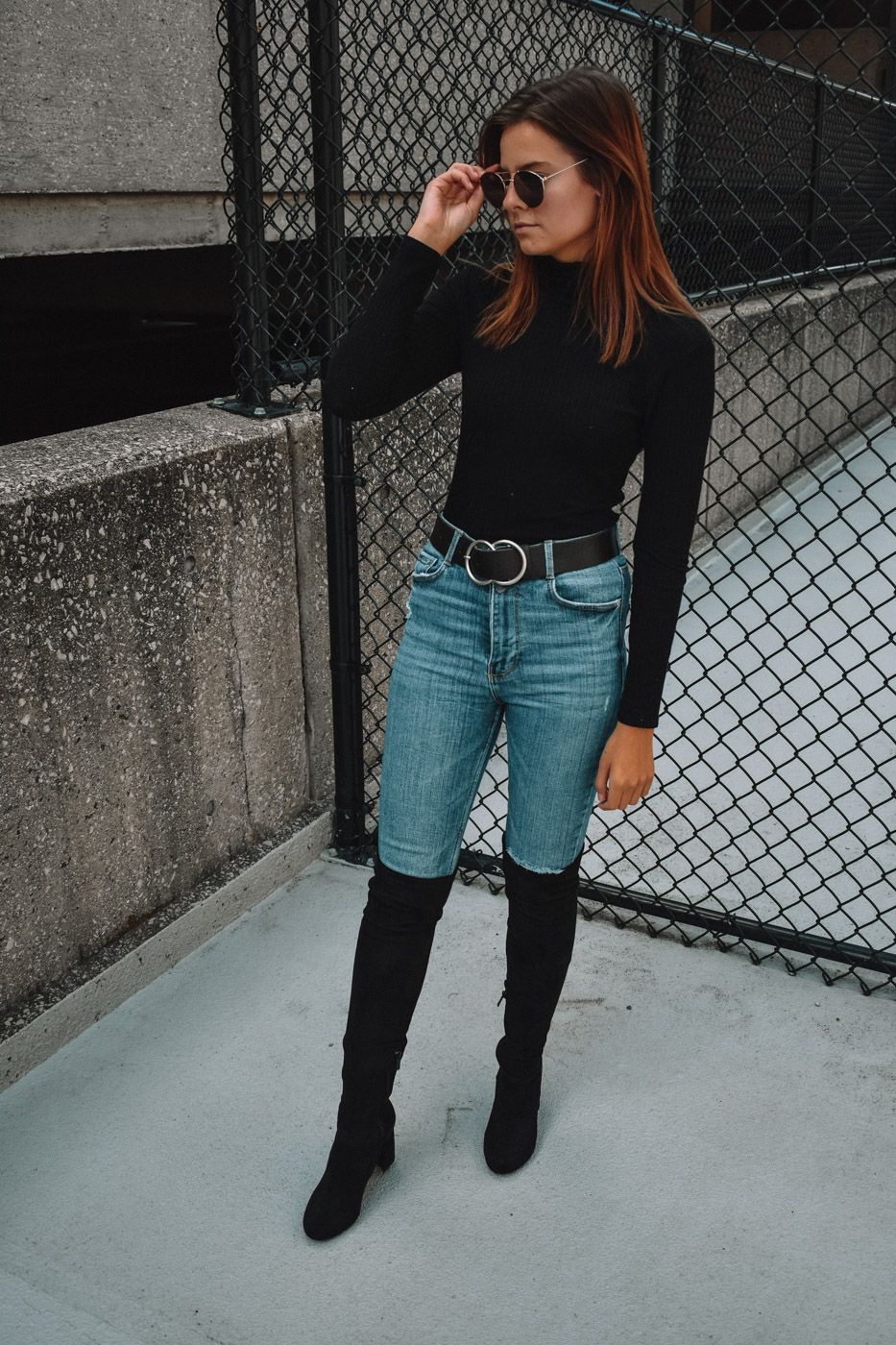 How To Style Denim Knee High Boots