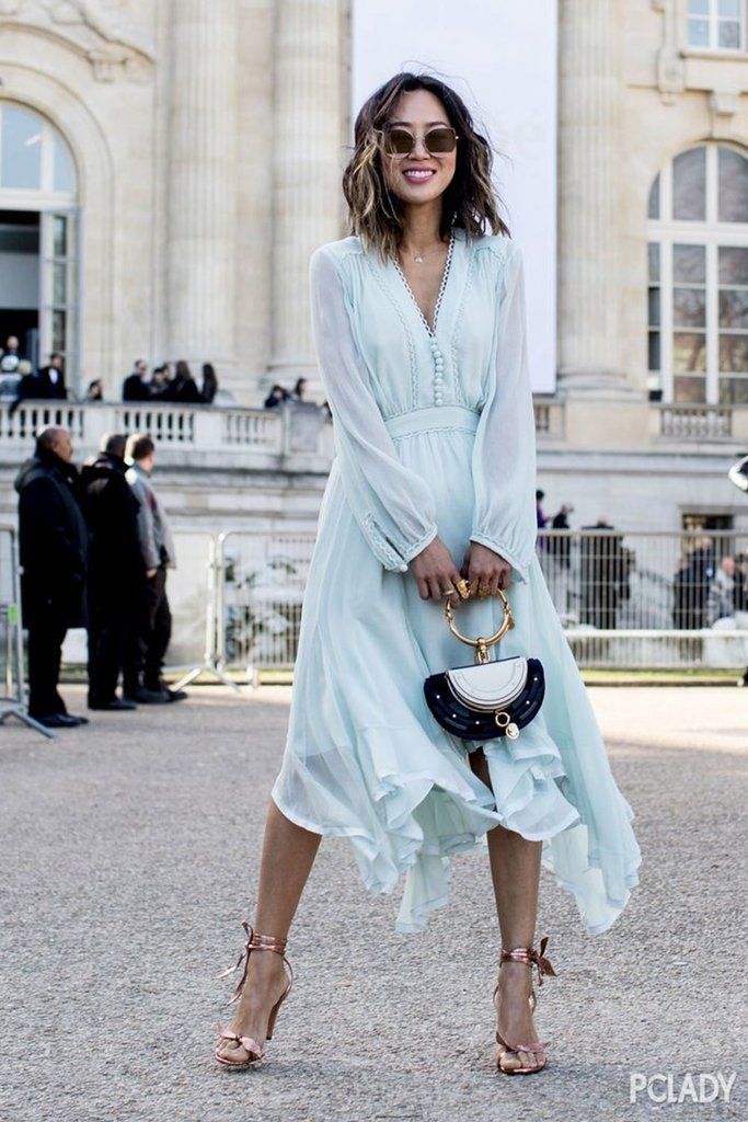 How To Style Light Blue Long Dress