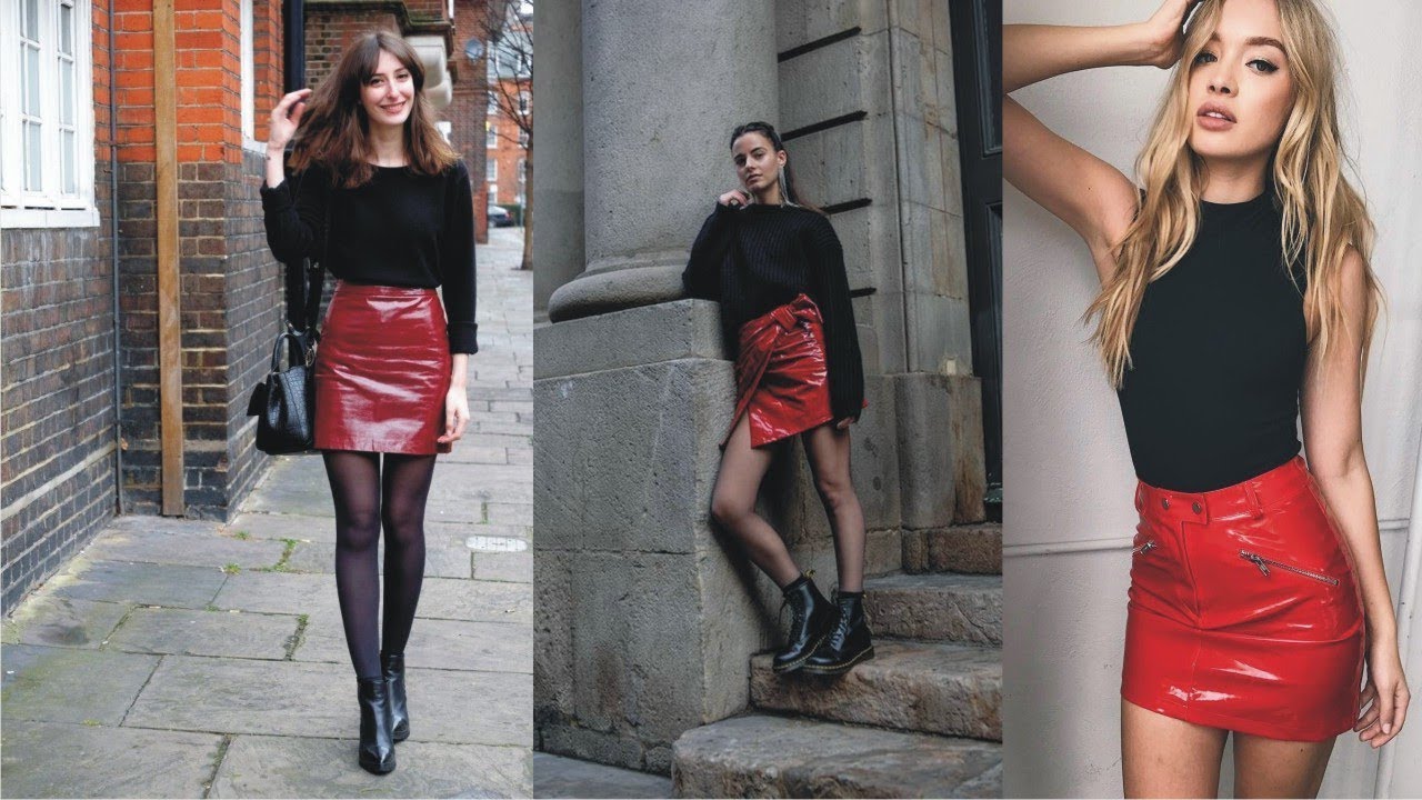 How To Style Red Leather Skirt