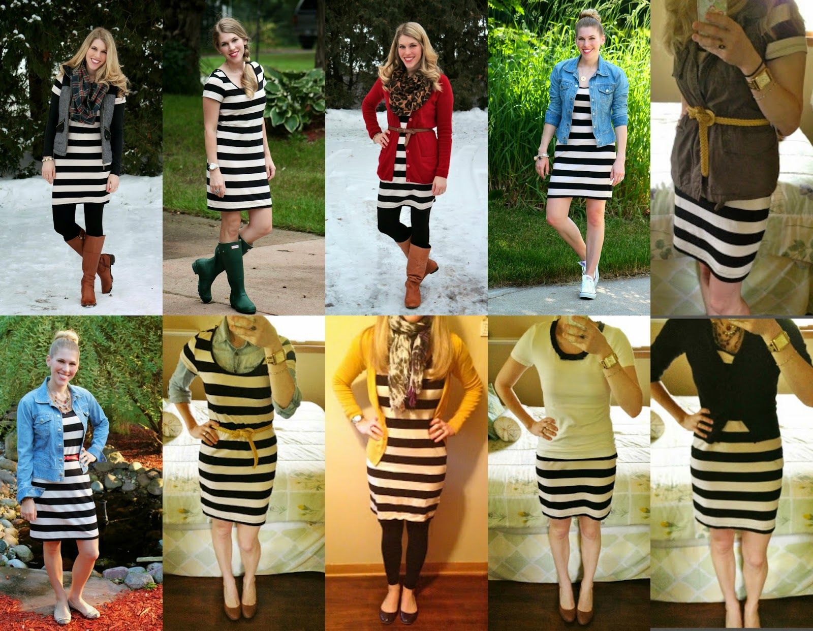 How To Wear Black And White Striped Dress