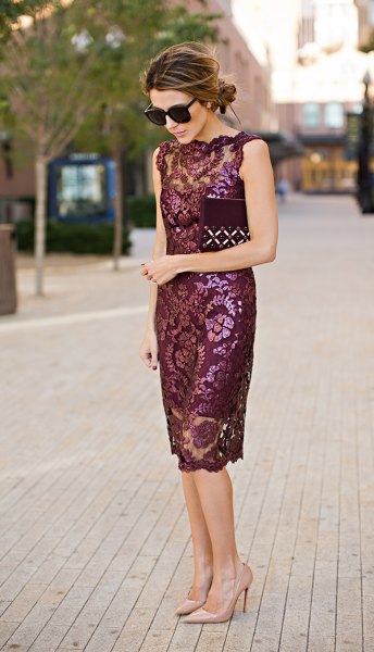How To Wear Burgundy Lace Dress