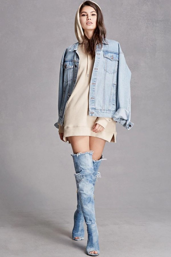 How To Wear Denim Thigh High Boots