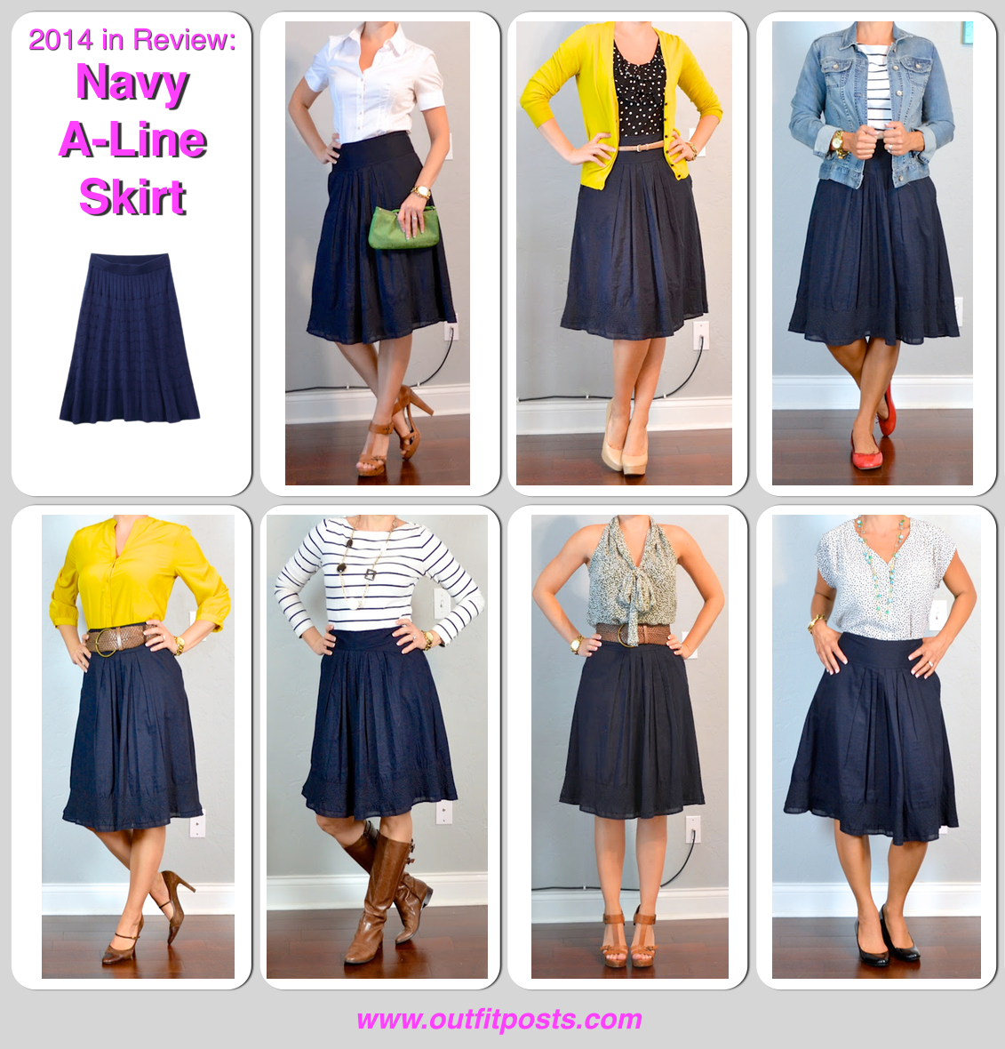 How To Wear Navy Skirt