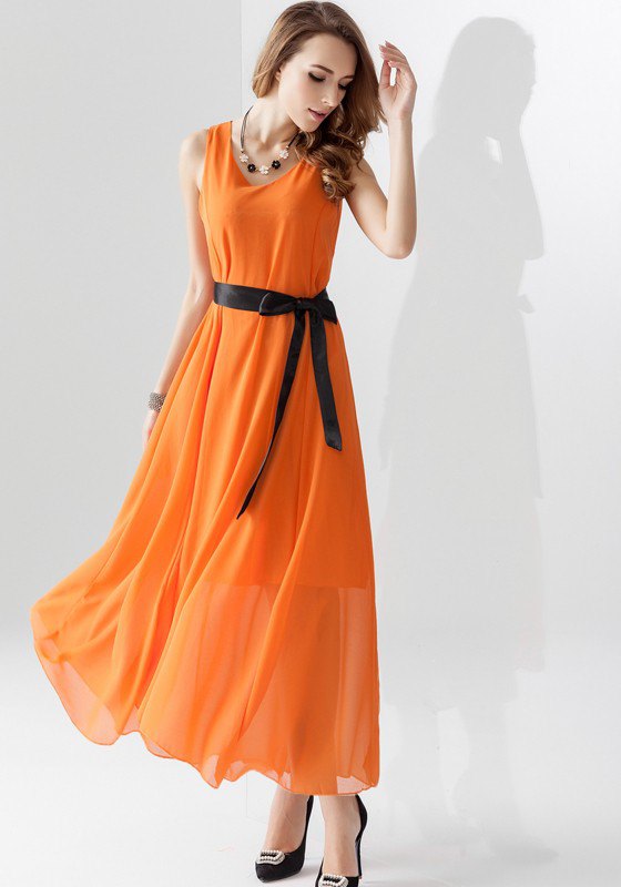 How To Wear Orange Maxi Dress
