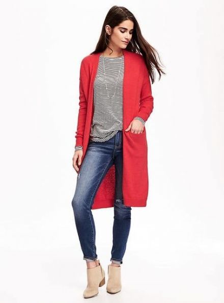 How To Wear Red Cardigan Sweater