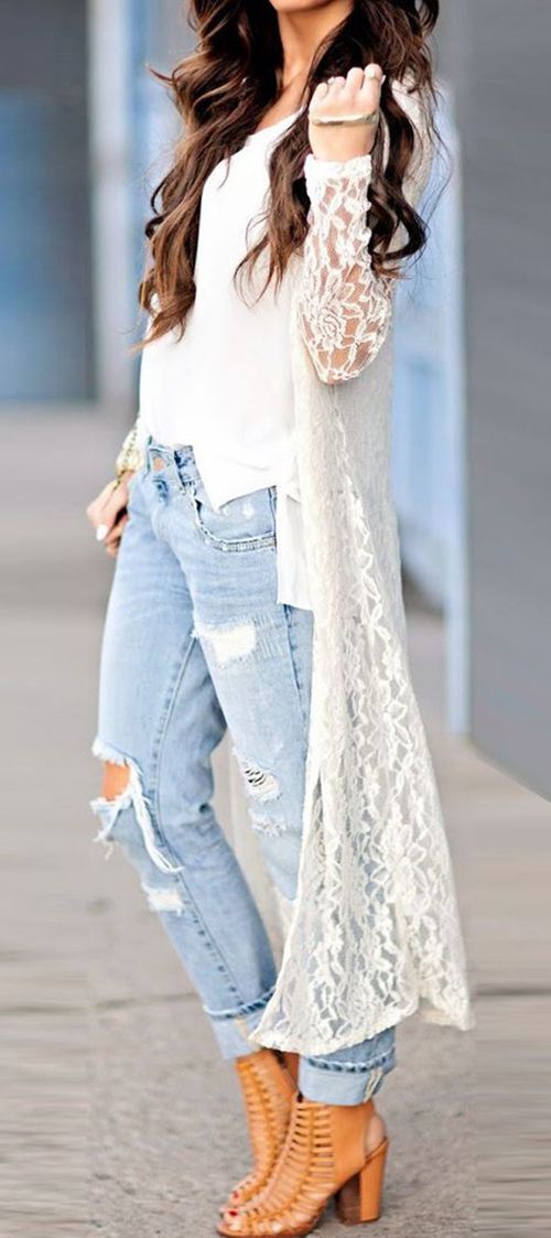 How To Wear White Lace Kimono