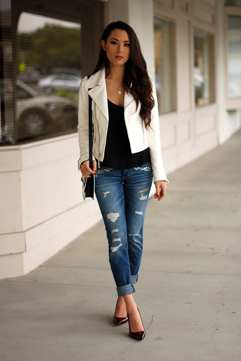 How To Wear White Leather Jacket