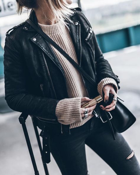 Leather Biker Jacket Outfits For Women