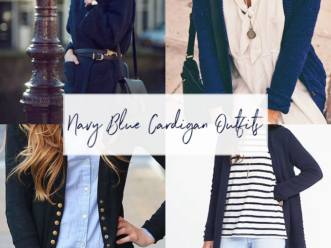 Navy Blue Cardigan Sweater Outfit Ideas