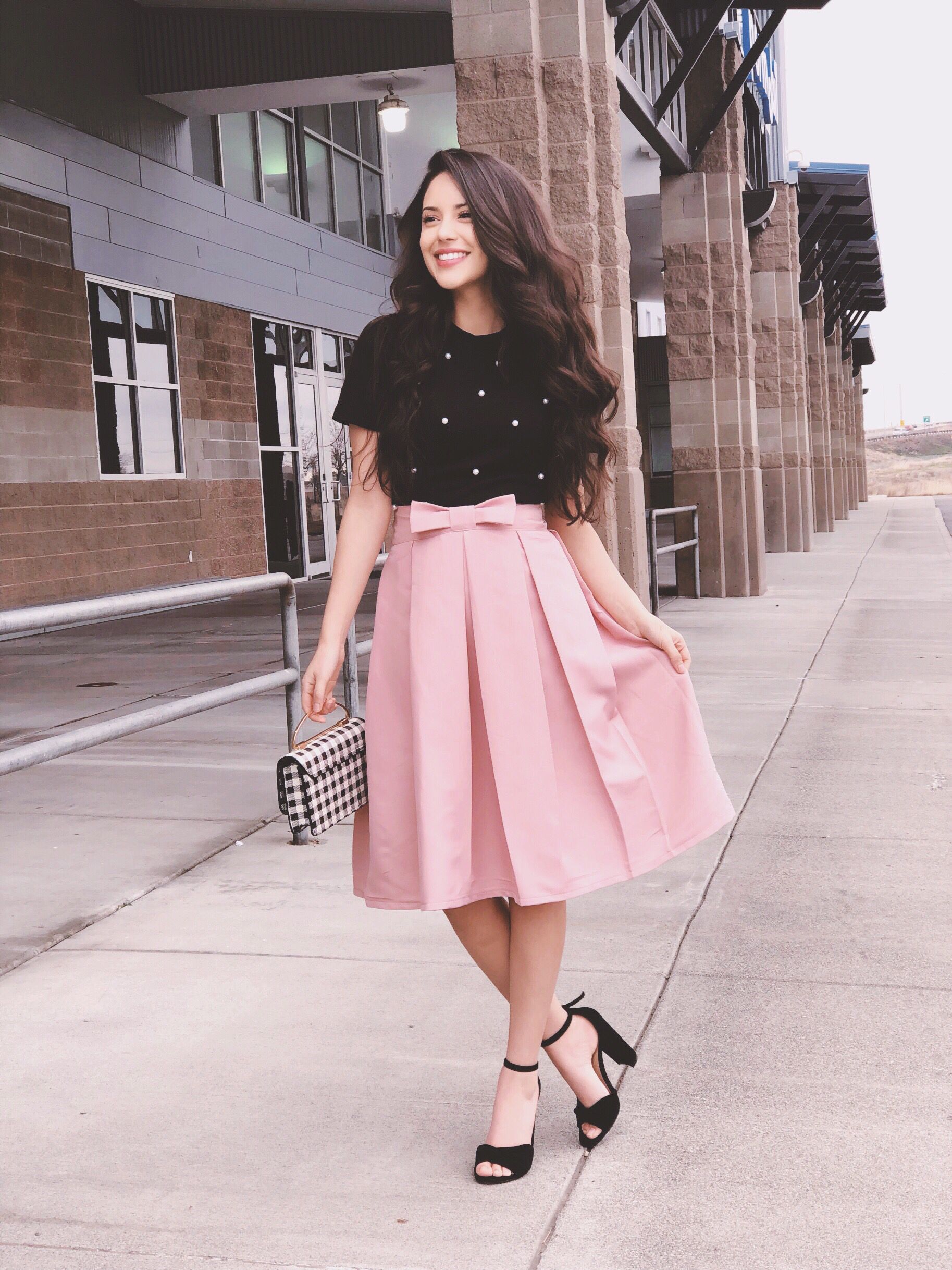Pink Midi Dress And Skirt Outfit Ideas