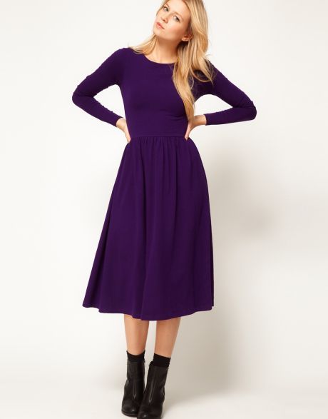 Purple Midi Dress Outfit Ideas