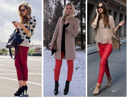 Red Leather Pants Outfit Ideas