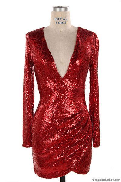 Short Long Red Sequin Dress Outfits
